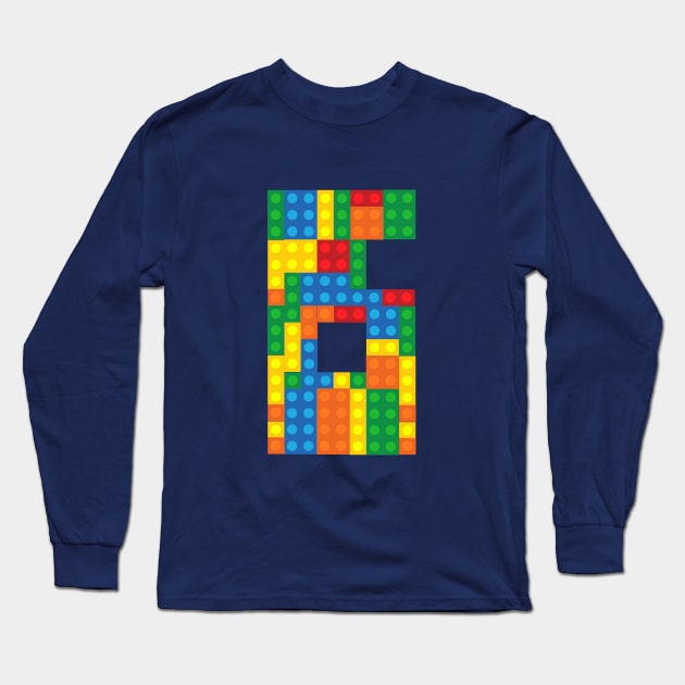 Sixth Birthday Building Blocks Long Sleeve T-Shirt by cacostadesign